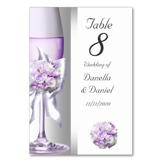 Mariage Numéro de table Lavender Purple Lilac (Dos)