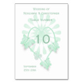 Mariage Numéro de table Papillons de menthe Coeur (Dos)