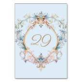 Mariage Numéro de table Regency Blue Vintage Crest (Dos)