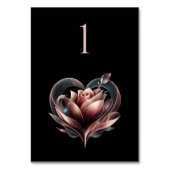 Mariage Numéro de table Rose avec coeur (Dos)