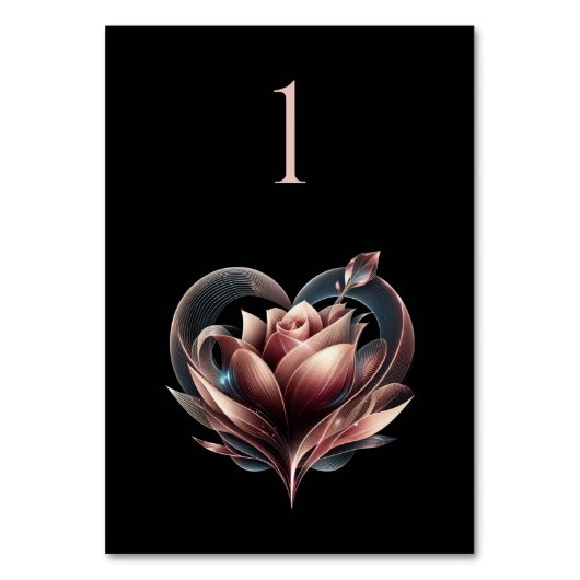 Mariage Numéro de table Rose avec coeur (Par défaut)