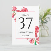 Mariage Numéro de table Rose Blanc Floral (Debout devant)