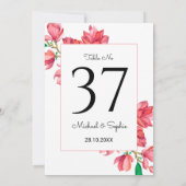 Mariage Numéro de table Rose Blanc Floral (Dos)