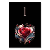 Mariage Numéro de table Rose en forme de coeur (Dos)