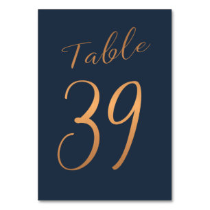 Mariage numéro de table rose or cuivre parties sci