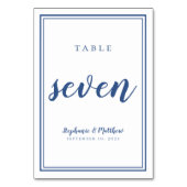 Mariage Numéro de table Sept Simple Bleu & Blanc (Dos)