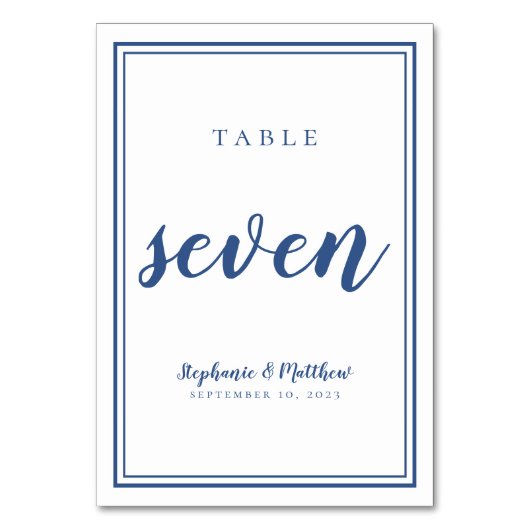 Mariage Numéro de table Sept Simple Bleu & Blanc (Par défaut)