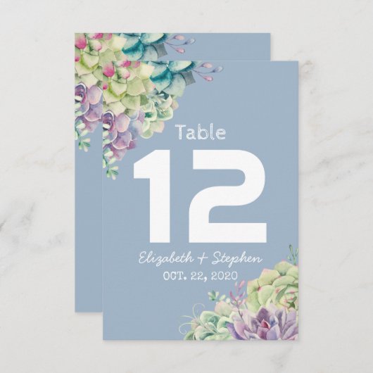 Mariage Numéro de table Siège Lieu Plante Succulen (Devant / Derrière)