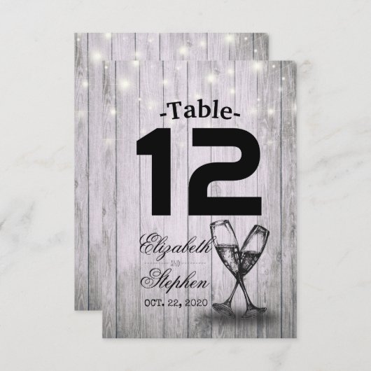 Mariage Numéro de table Siège Place Champagne Verr (Devant / Derrière)