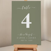 Mariage Numéro de table Simple Solid Sage Vert