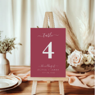 Mariage Numéro de table Simple Solide Couleur Maro