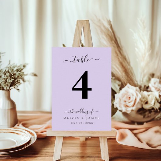 Mariage Numéro de table Simple Solide Couleur viol