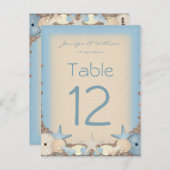 Mariage Numéro de table Tropical Beach Shells (Devant / Derrière)