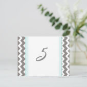 Mariage Numéro de tableau Cartes Blue Grey Chevron (Debout devant)