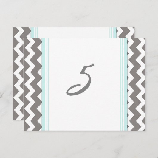 Mariage Numéro de tableau Cartes Blue Grey Chevron (Devant / Derrière)