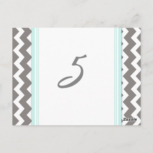 Mariage Numéro de tableau Cartes Blue Grey Chevron (Dos)