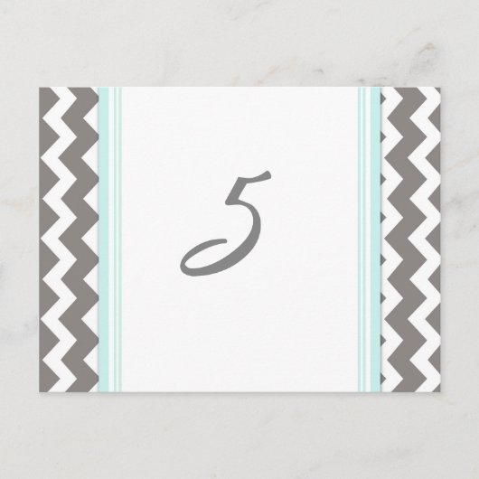 Mariage Numéro de tableau Cartes Blue Grey Chevron (Devant)