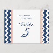 Mariage Numéro de tableau Cartes Coral Bleu Chevro (Devant)