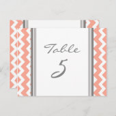 Mariage Numéro de tableau Cartes Coral Grey Chevro (Devant / Derrière)