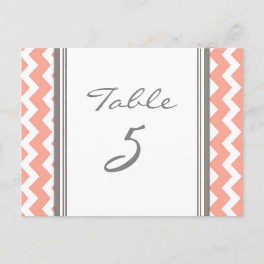 Mariage Numéro de tableau Cartes Coral Grey Chevro (Devant)