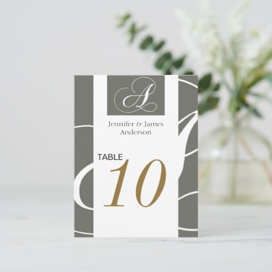 Mariage Numéro de tableau Cartes Gold Silver Monog (Debout devant)