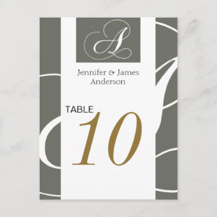 Mariage Numéro de tableau Cartes Gold Silver Monog