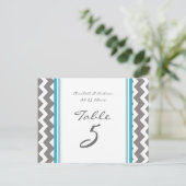 Mariage Numéro de tableau Cartes Gris Bleu Chevron (Debout devant)