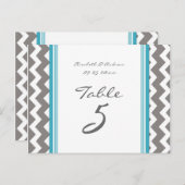 Mariage Numéro de tableau Cartes Gris Bleu Chevron (Devant / Derrière)