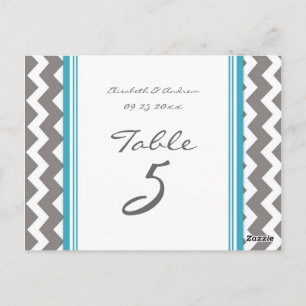 Mariage Numéro de tableau Cartes Gris Bleu Chevron