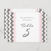 Mariage Numéro de tableau Cartes Gris rose Chevron (Devant / Derrière)