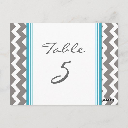 Mariage Numéro de tableau Cartes Gris Turquoise Ch (Dos)