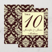 Mariage Numéro de tableau Cartes Ivory Brown Damas (Devant / Derrière)