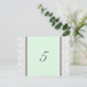 Mariage Numéro de tableau Cartes Mint Grey Damask (Debout devant)