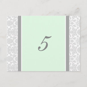 Mariage Numéro de tableau Cartes Mint Grey Damask