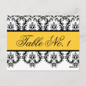 Mariage Numéro de tableau Cartes Noir Damas Jaune (Dos)