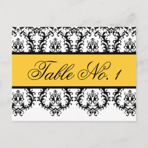 Mariage Numéro de tableau Cartes Noir Damas Jaune