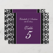 Mariage Numéro de tableau Cartes Plum Damask (Devant / Derrière)