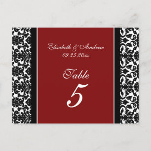 Mariage Numéro de tableau Cartes Rouge Damas