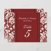 Mariage Numéro de tableau Cartes Rouge Damas (Devant / Derrière)