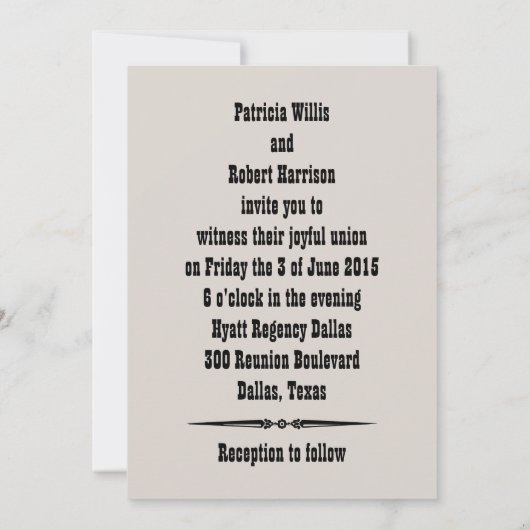 Mariage occidental| Invitation (Dos)