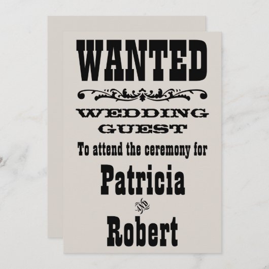 Mariage occidental| Invitation (Devant / Derrière)