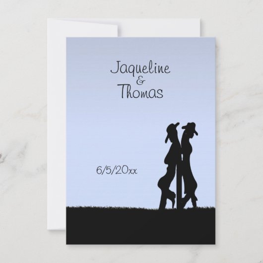 Mariage Occidental Thème Invitation Bleu (Devant)