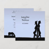 Mariage Occidental Thème Invitation Bleu (Devant / Derrière)