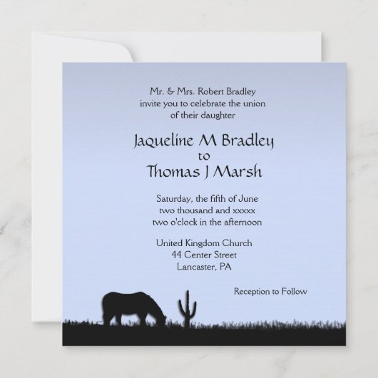 Mariage Occidental Thème Invitation Bleu (Dos)