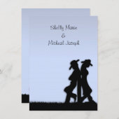 Mariage Occidental Thème Invitation Bleu (Devant / Derrière)