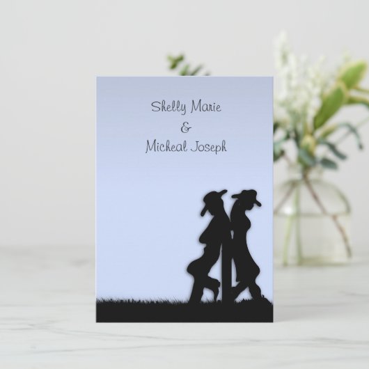 Mariage Occidental Thème Invitation Bleu (Debout devant)