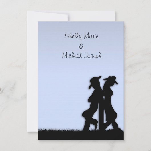 Mariage Occidental Thème Invitation Bleu (Devant)