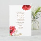 Mariage officiel Red Floral & Gold Invitation (Debout devant)