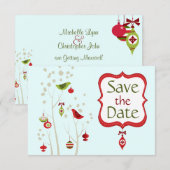 Mariage oiseaux d'hiver Noël Carte de sauvegarde d (Devant / Derrière)