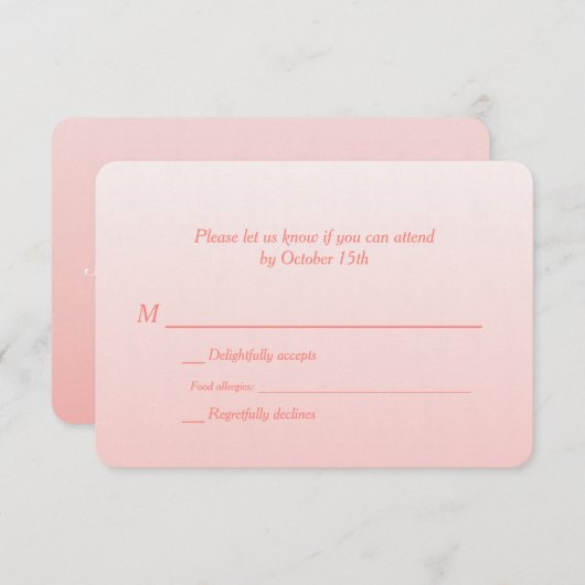 Mariage Ombre corail bilingue RSVP (Devant / Derrière)